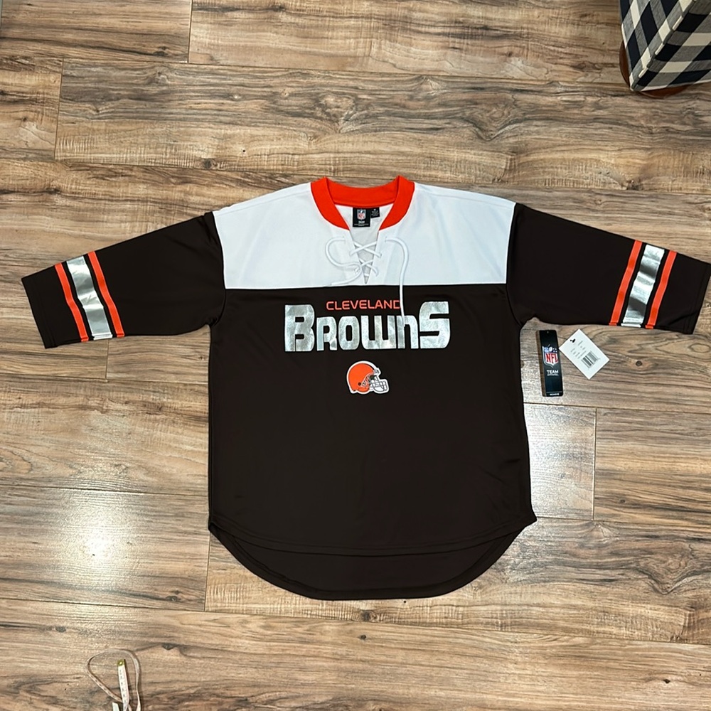 NFL TEAM APPAREL CLEVELAND BROWNS  fan lace up jersey. NWT